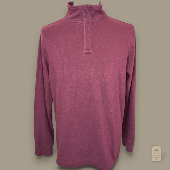 Banana Republic 1/4 Zip Pullover Sweater Large Burgundy Maroon Mock Neck Knit - Picture 1 of 6